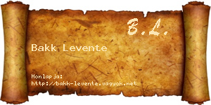 Bakk Levente névjegykártya